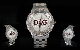 Dolce & Gabbana Unisex Prime Time Crystal Set Stainless Steel Wrist Watch, Reg. no. DW0145,