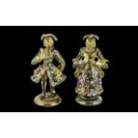 Murano 1950's Franko Toffolo Superb Pair of Millefiori Courtier Figures wonderful early pair .