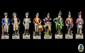 Military Interest. Set of 8 Porcelain Hand Decorated Soldier Figures From the Waterloo Era c.1815.