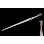 Elizabeth II - Coronet Topped Superb Sterling Silver Paper Knife - Letter Opener,