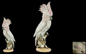 Royal Dux Tall Crested Cockatoo Sculpture No. 402, height 15.5".