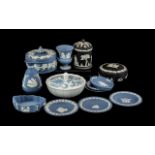 A Collection of Blue and Black Wedgwood Pottery (13) pieces in total.