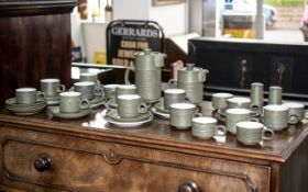 Denby 'Chevron' Tea/Coffee Service circa 1965, comprising 10 tea cups, 5 coffee cups, 11 saucers,