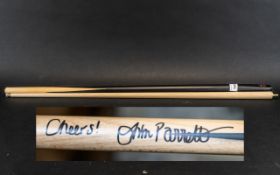 John Parrot Signed Snooker Cue. Brand New B.C.