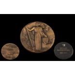 Cased Art Deco Style Bronze Medallion .Compagnie Generale Transatlantique. 1855-1955 .