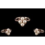 Japanese Akoya Pearl Cluster Ring, four of the much admired and respected Akoya pearls, with