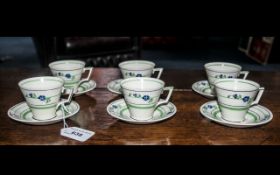 Collection of Art Deco Style Coronaware Cups & Saucers,