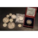 Victorian Misc Silver Coins 1889 Double Florin, 1887 Shilling, 1889 Half Crown,