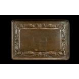 Newlyn Arts and Crafts Copper Tray embossed fish and shell border with planished finish.