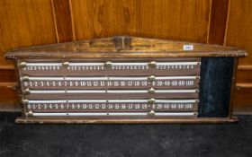 Vintage Club Snooker Oak Score Board, Made by E.A.Clare and Sons, Liverpool.