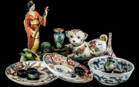 Mixed Lot of Oriental Items, consisting of an Imari dog, lady playing a Sitar, three Imari items,