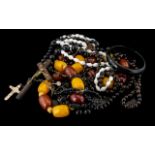 Bakelite Amber Bead Necklace, with other miscellaneous bead necklaces.