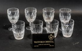 Two Sets of Irish Waterford Crystal Glasses comprising of 4 small wine glasses and 4 tumblers. In