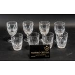 Two Sets of Irish Waterford Crystal Glasses comprising of 4 small wine glasses and 4 tumblers. In