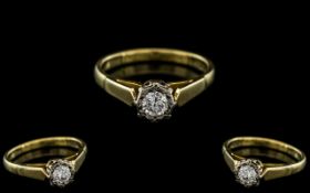 18ct Gold Attractive Single Stone Diamond Ring,