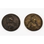 ( 2 ) Seven Years War Bronze Prague Medallion 1767 With a Fine Portrait of Frederick. 1.