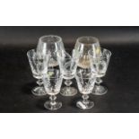 A Collection of Irish Waterford Glass Drinking Glasses, Including Wine Glasses and Goblets, Original