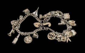 Vintage Sterling Silver Charm Bracelets - Loaded with Over 26 Silver Charms.