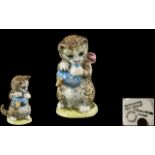 Beswick Beatrix Potter Figure ' Miss Moppet ' First Variation - Mottled Brown Cat.