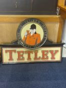Advertising Interest: 1950s/60s Tetley's Pub Advertising Sign with the logo ' One of Tetley's