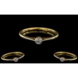 18ct Gold Antique Diamond Ring, Set With A Single Diamond, Rub Over Setting,
