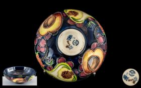 Moorcroft Small Modern Tube lined Footed Bowl ' Fruits ' Pattern. c.2002. 4.5 Inches - 11.