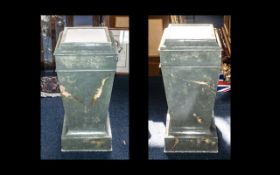 Early 20th Century Marble Effect Wooden Pair of Column Pedestals, a large and impressive matching