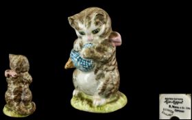 Beswick - Early Beatrix Potter Figure ' Miss Moppet ' First Variation, Gold Stamp BP1A.