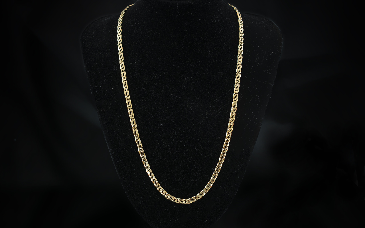 9ct Gold Superb Quality Fancy Double Link Necklace / Chain. Excellent Design and Craftsmanship -