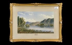 Mid Victorian Watercolour of Lake Windermere, dated and signed bottom left; framed,