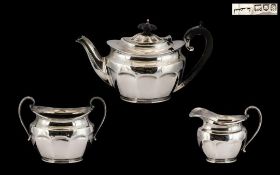 Early 20thC Sterling Silver Bachelors Three Piece Tea Service of fine proportions for the single