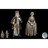 A Continental Foley China Scarce Pair of Hand Painted Porcelain Figures. c.1892. ' Gentleman and