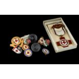 British Red Cross Badges & Buttons, including first aid aware medal with ribbon, boxed,