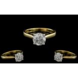Ladies 18ct Yellow Gold Single Stone Diamond Set Ring. Full Hallmarks to Interior of Shank.