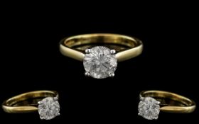 Ladies 18ct Yellow Gold Single Stone Diamond Set Ring. Full Hallmarks to Interior of Shank.