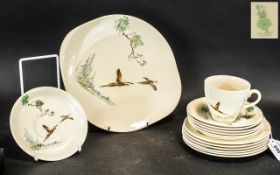 Royal Doulton Tea Service, The Coppice D.5803 Comprising Six Cups, saucers And Side Plates, B&B