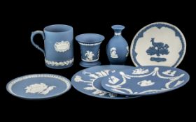 Collection of Blue & White Wedgwood Pieces, comprising a 5" tankard, a 3.