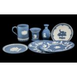 Collection of Blue & White Wedgwood Pieces, comprising a 5" tankard, a 3.