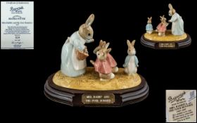 Beswick Ware Beatrix Potter Ltd and Numbered Edition Hand Painted Tableau with Display Stand ' Mrs