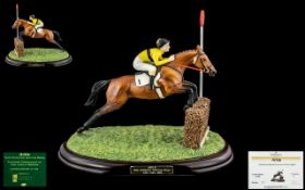 Country Artists - Hand Painted Ltd Edition Jockey and Horse Figure ' Arkle ' Jockey Pat Taffe.