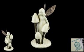 Mintons - Nice Quality Bone China and Bronze Figure - Toadstools and Fairies ' Meadowsweet ' M.S.50.