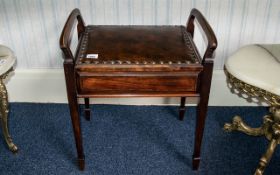 Edwardian Piano Stool, with a lift-up lid and sheet music compartment,