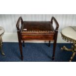 Edwardian Piano Stool, with a lift-up lid and sheet music compartment,