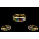 Ladies 16ct Gold Attractive Multicoloured Stone Set Dress Ring, set with five semi-precious stones,