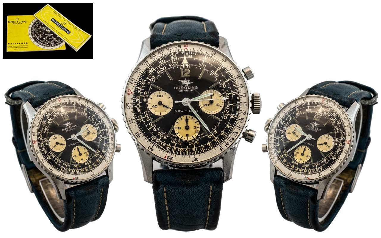 Breitling - Navitimer 806 ' Pilot's ' Chronograph Stainless Steel Wrist Watch. c.1960's. - Bild 2 aus 2