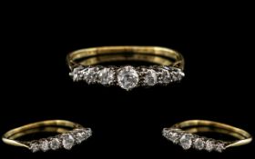18ct Gold and Platinum Antique Period Attractive 7 Stone Diamond Set Ring of Good Sparkle - Please