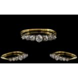 18ct Gold and Platinum Antique Period Attractive 7 Stone Diamond Set Ring of Good Sparkle - Please