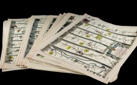 A Collection of 39,Double sided Facsimile coloured Road Map Prints ,originally by John Ogilby,