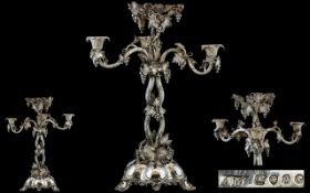 Victorian Period Large and Impressive Naturalistic Sterling Silver Table Centrepiece,