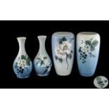 Collection Of Four Royal Copenhagen Vases, All With Floral Decoration,